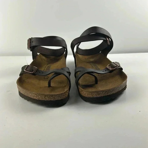 BIRKENSTOCK SZ 41 NWOT BROWN LEATHER ANKLE STRAP CASUAL BOHO SANDALS - Picture 6 of 7